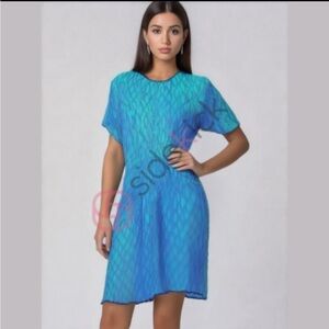 Sweelo Blue Teal Sequin Mini Dress Vintage 60s 70s